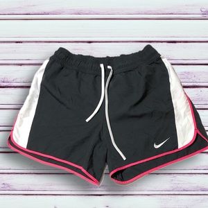 NIKE WOMEN DRY DRI-FIT RUNNING SHORTS STANDARD FIT Black White Pink SZ SM